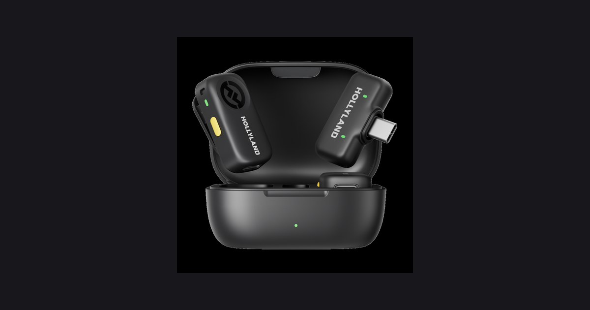 Kit oficial Hollyland Lark A2 no estojo de carga, dois transmissores e receptor USB-C